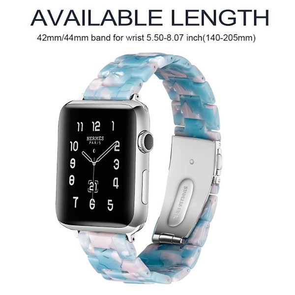 Yhteensopiva Apple Watch -rannekkeiden kanssa 38-40mm/42-44mm sarja 5/4/3/2/1, ohut hartsiranneke -42-44mm-taivaansininen
