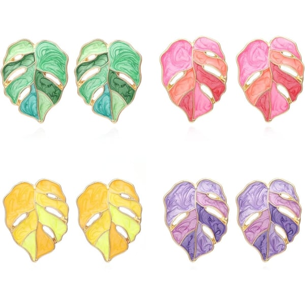 Lureme Ursnygga färgglada paljettblomma blommiga blad örhängen för kvinnor och flickor (er006023)
