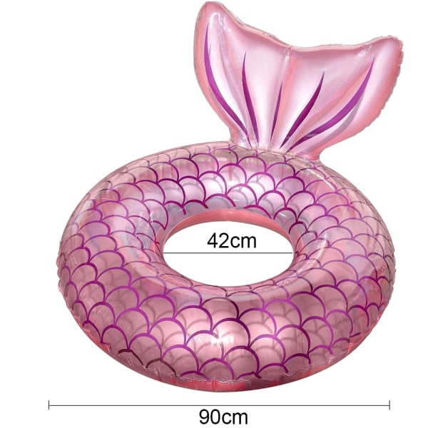 Sjöjungfru pool float, uppblåsbar sjöjungfru simring flytande säng pool float, sjöjungfru tailpipe glitter vattenfest - kristallrosa
