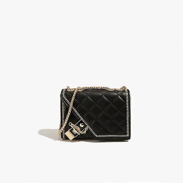 Damväska med rombiskt quiltat mönster - Flikväska i PU-läder, axelväska, modekedja, liten fyrkantig plånbok, clutch