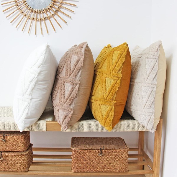 Plysch kort ull sammet dekorativa kuddfodral lyxstil case fuskpäls fluffiga örngott paket med 2 18 x 18 tums beige