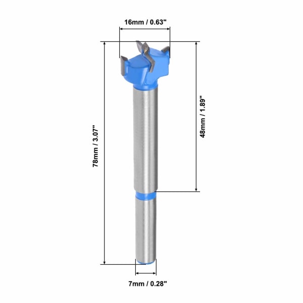 Forstner bor 16mm, hårdmetal træhulssav augeråbner, træbearbejdning hængselhul boreboringssæt (blå, grå)