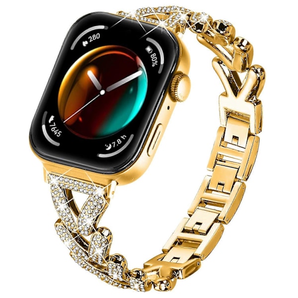 Sinkkiseoksesta valmistettu kierretty rannekoru strassikoristeilla Huawei Watch Fit 3 -kellolle Style A