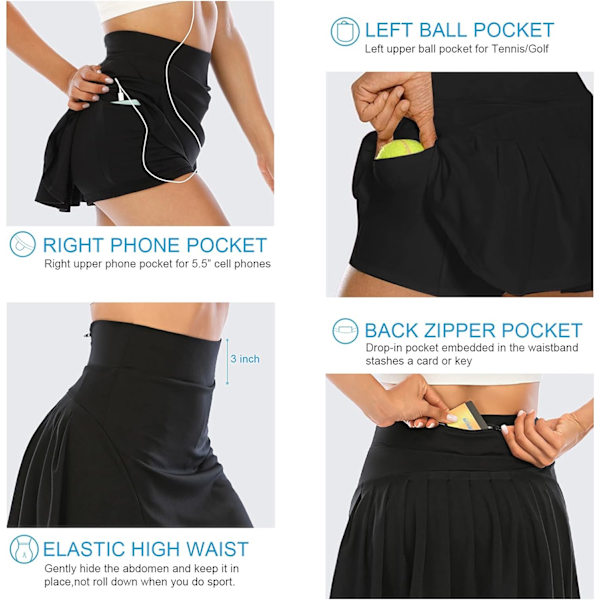 Plisserade tenniskjolar för kvinnor med fickor Shorts Athletic Golf Skorts Activewear Löpning Träning Sportskjol