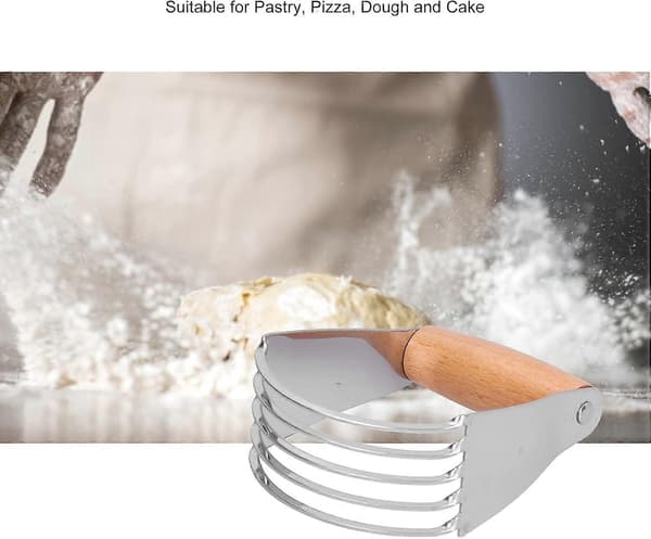 Deigkutter i rustfritt stål med trehåndtak, kraftig deigkutter for baking