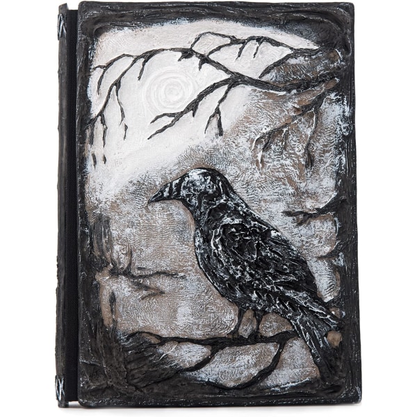 3D Relief Notebook Journal Skriva Präglad Notebook Journal Handgjord daglig anteckningsbok Antik resedagbok (7,3" x 5,1" (Black-crow)