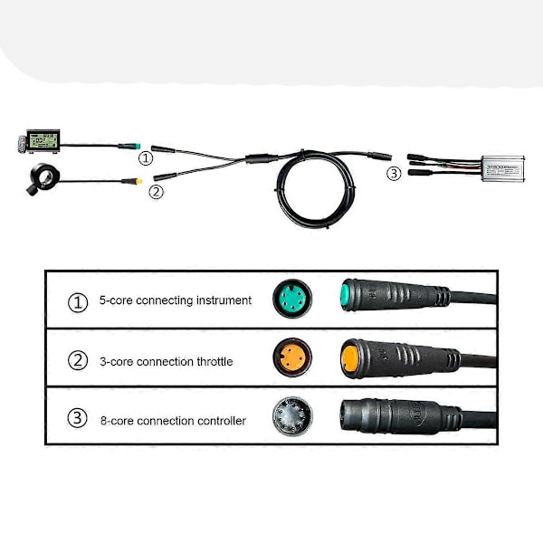 Universal 1T2 Kabelledning 1I2 Buskabel til KT EBike Mid-Drive Motor Cykel Modifikationstilbehør