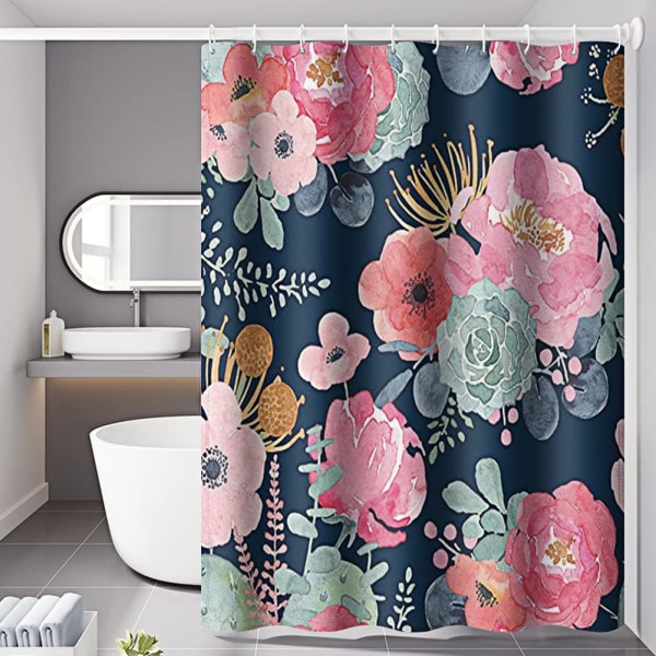 Duschdraperier för badrum, duschdraperifoder 72\" L x 72\" B med 12 plastkrokar, vattentätt polyester (08)