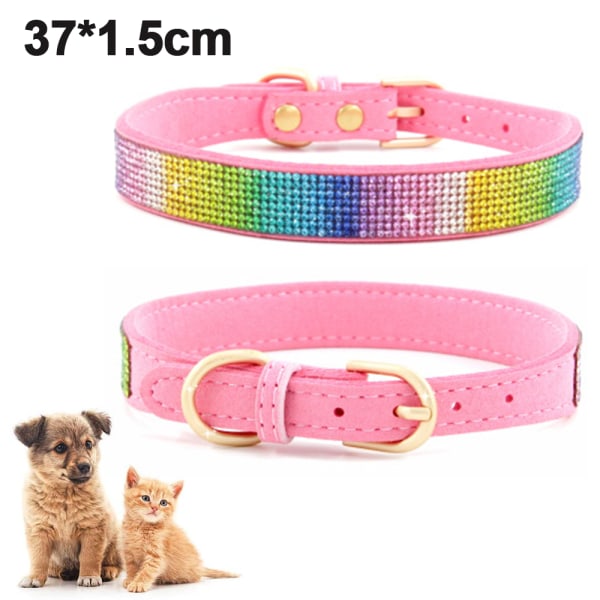 37*1,5 cm Rosa färgat hundhalsband, härlig glänsande nylon, rosa hundhalsband för stora och små hundar, med snabbspänne.