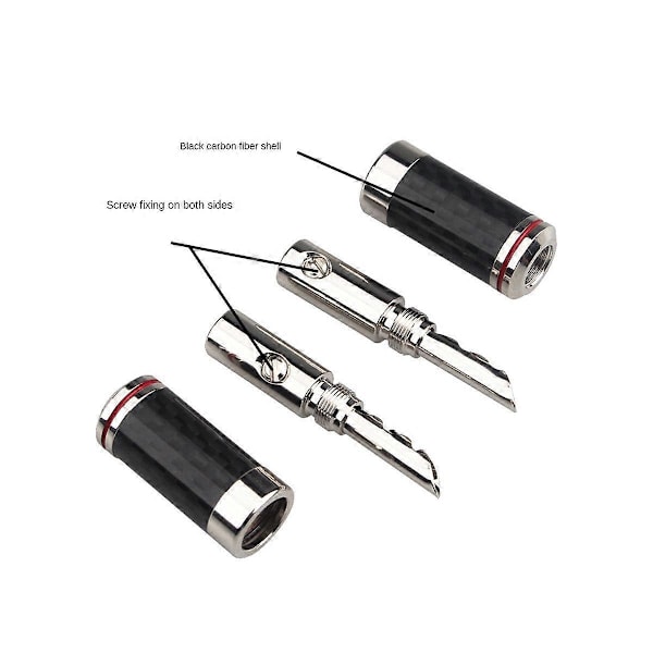 4 st Bananpluggar HIFI DIY Kolfiber Elektrisk Ljudhögtalarkabel Banankontakt Plugg Svart