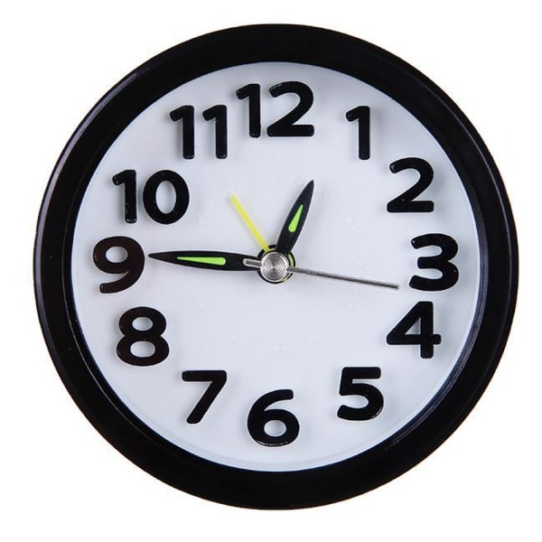 Small Simple Bedside Student Desk Clock, Battery Operated Travel Office Kitchen -Black