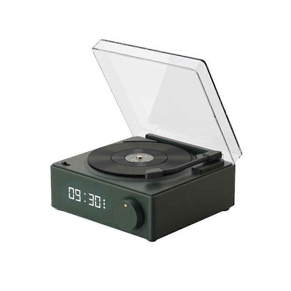 Multifunksjonell Bluetooth-høyttaler Vekkerklokke Vinylplatespiller Skrivebord Lydboks for Rom Soverom