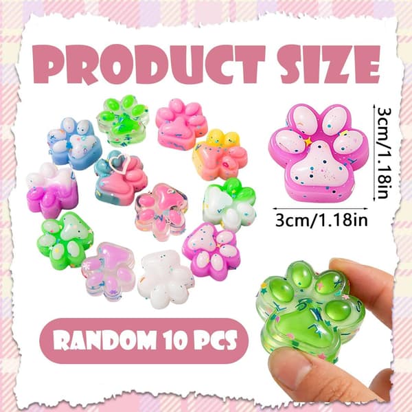 10 stk mini squishy kattepotedesign, mykt sensorisk leketøy, anti-stress leker for barn og voksne, tilfeldig farge (3 cm)
