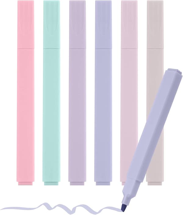 Pastel Highlighter, 6-Pack Highlighters, Bible Highlighter Color Highlighters with Chisel and Fine Tips Blue