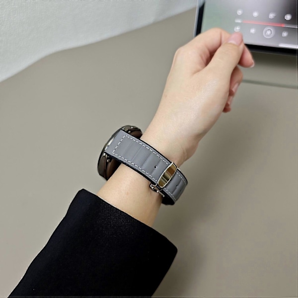 Armband i äkta ko-läder för Samsung Galaxy Watch7 44mm 40mm/Watch FE 40mm Universal 20mm Style C