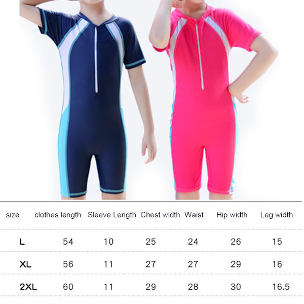 Flickor och pojkar en del baddräkt barn vatten sport kort baddräkt solskydd badkläder-Rose kortärmad 2Xl