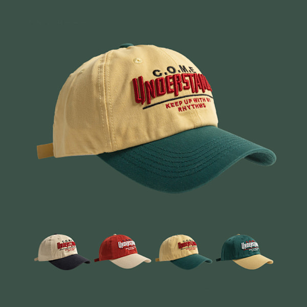 Baseballkeps för tung industri med färgmatchning, herr och dam, mjuk keps med bokstav, hiphop, solskydd Yellow