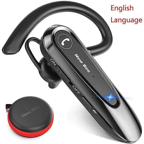 New Bee B45 Bluetooth Hörlurar 5.0 Headset Trådlösa Hörlurar med Dubbla Mikrofoner CVC8.0 Handsfree Hörsnäcka för Körning/Företag Hörlurar & Headset B45 English Black