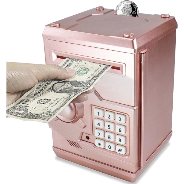 Elektronisk kod Spargris Pengarräknare Säkerhetsbox Myntbank för pojkar Flickor Case (roséguld)