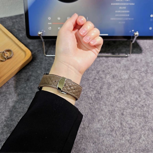 Armband i äkta läder med rombstruktur för Huawei Watch GT 5 Pro 46 mm/GT 5 46 mm 22 mm Style A