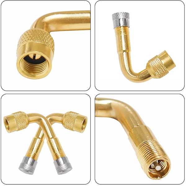 2-pak Vinklet Messing Bil Motorcykel Scooter Cykel Universal Ventilstang Forlænger Adapter