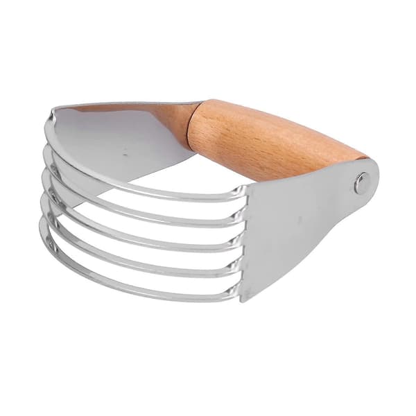 Deigkutter i rustfritt stål med trehåndtak, kraftig deigkutter for baking