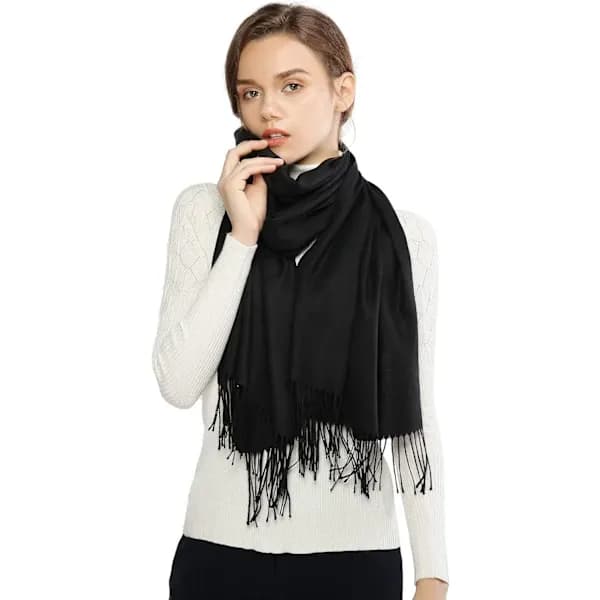 Dame Tørklæder Pashmina Sjaler og Slå-om til Bryllup Tørklæder til Kvinder Vinter Sort, A