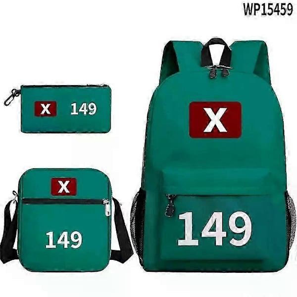 3-pack Squid Game Säsong 2 Överlevnadsspel Ryggsäck Student Skolväska Axelväska Bokväska-Bra 149 Backpack