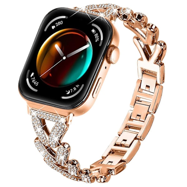 Sinkkiseoksesta valmistettu kierretty rannekoru strassikoristeilla Huawei Watch Fit 3 -kellolle Style C