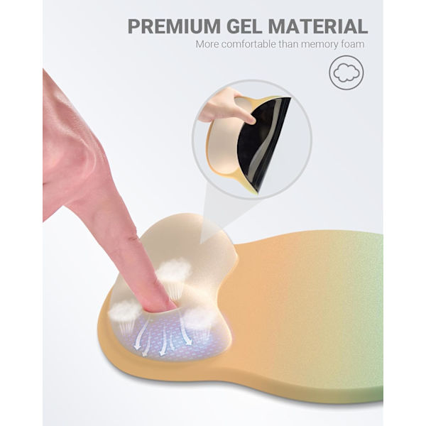 Ergonomisk musmatta handledsstöd, bekväm musmatta handledsstöd, lindra handledssmärta gelmusmatta, halkfri (gradient gul grön)
