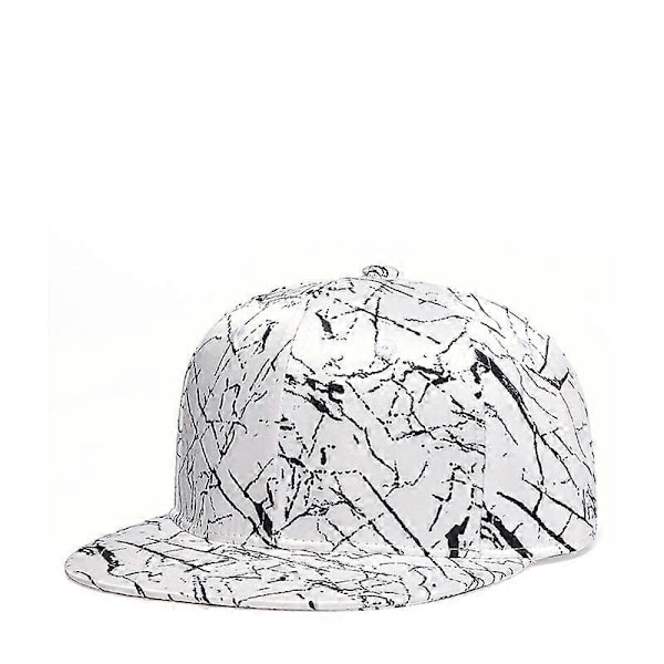 Klassisk Snapback-keps Hip Hop Flat Bill Visor Cap - Unisex Vuxen Justerbar Basebollkeps Vit
