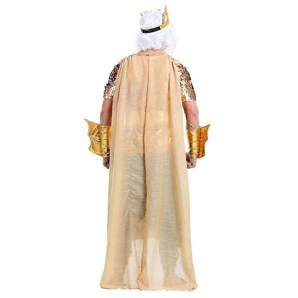 Vuxen Golden Poseidon Kostym Herr, Kung Neptun Kostym Halloween Kostym Men L