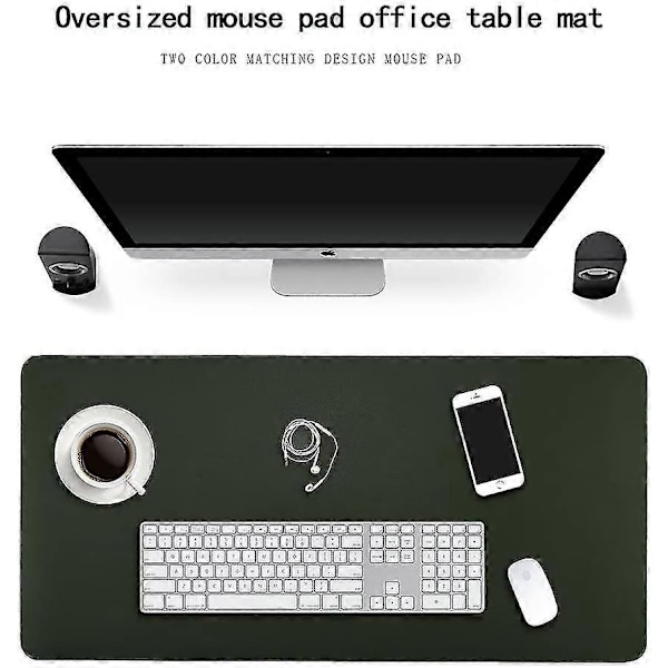 Vandtæt skrivebordsmåtte, Office Laptop Skrivebordsunderlag, PU Læder Skrivebordsunderlag, Dobbeltsidet Skrivebordsunderlag (rød, 80 x 40 cm)