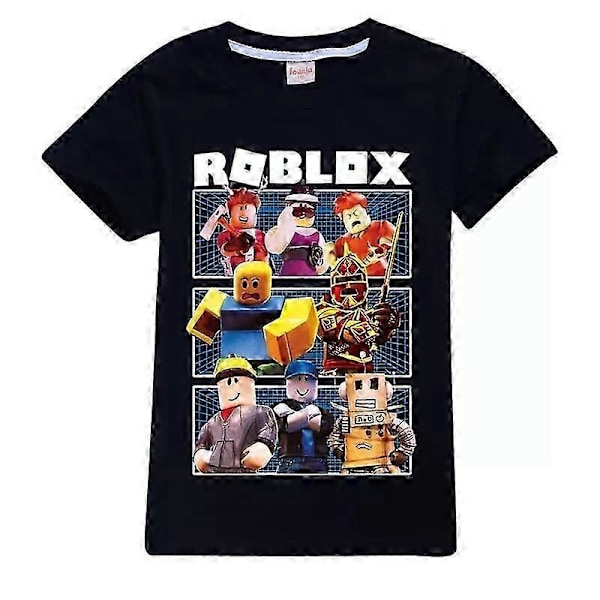Ny Pojkar Flickor Sommar Casual Kortärmad T-shirt Roblox Barn Bomulls T-shirt Topp 120 Black