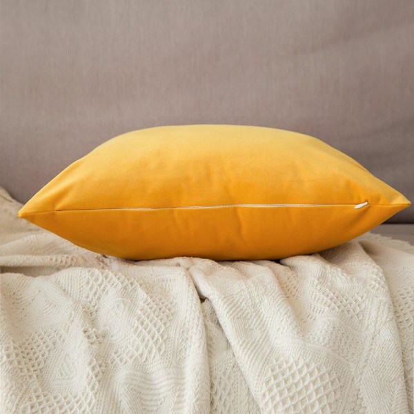 Sæt med 2 dekorative fløjls pudebetræk Sofa pudebetræk Blød behagelig dekoration Hjem Stue Soveværelse til sofa 40X40CM Gul Orange