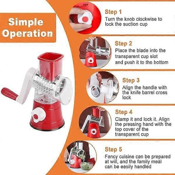 A vegetable chopper with crank handle, suitable for fruit, vegetables, etc., a kitchen accessory for the home.
