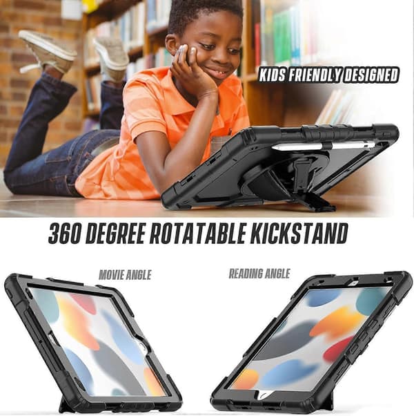 iPad 9th/8th/7th Generation Case with Screen Protector and Pencil Holder | iPad Case 10.2 inch for Kids | Heavy Duty Silicone, Rugged