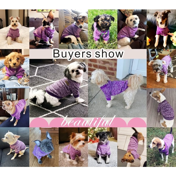 Hunde tøj hund sweater blød fortykkelse varm hvalp hunde skjorte vinter hvalp sweater til hunde (lilla, M)