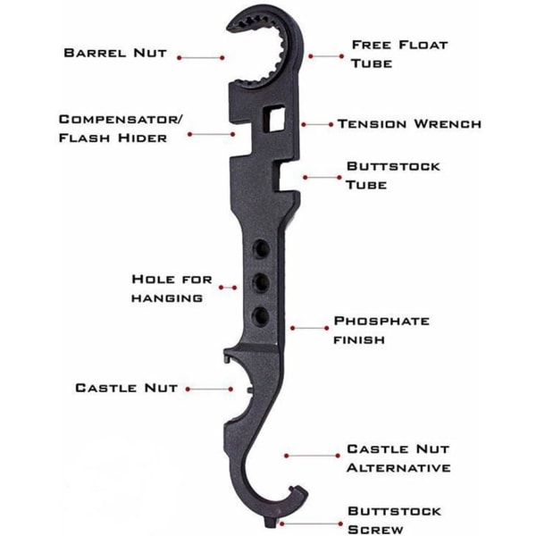 Stålpansarnyckel AR-15/M4 för att ta bort och installera kombinationsnyckel AR-15/M16/AR15/M4