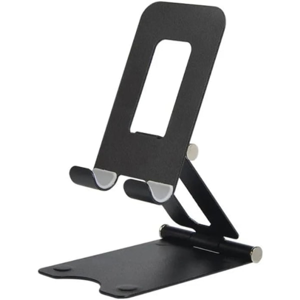 Legering Dubbelfällbart Mobiltelefon Skrivbord | Bordshållare med justerbart stativ Lazy Bracket för iPhone, Samsung, Android, surfplattor, iPad (svart)