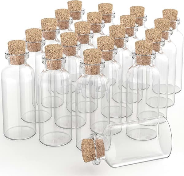 10 ml glasflaskor med korkpropp, mini transparenta glasflaskor 24 st.