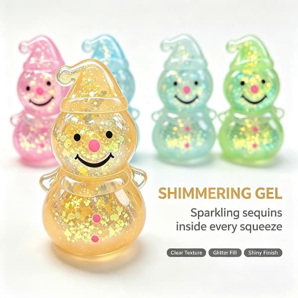 4 STK Glitter Snømann Squishy Fidget Leketøy, Julestrømpefyll, Søt Sensorisk Leketøy Gave til Gutter Jenter, Julefestposefyll 4PCS(RANDOM)