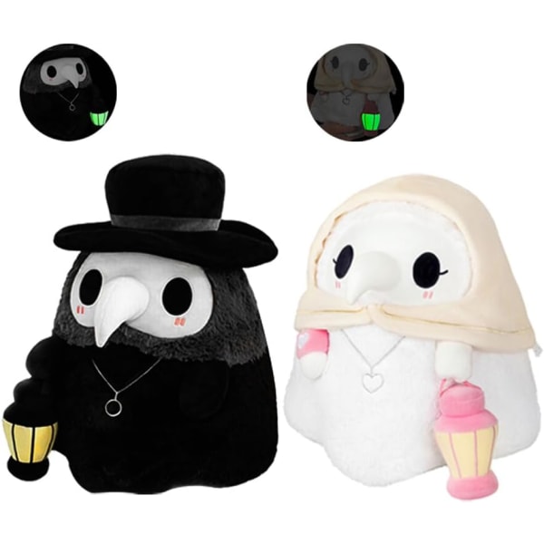 2PCS Plague Crow Doctor Soft Stuffed Animals 7.8" , Cute Crow Doctor Nurse with Luminous Lantern for Kids Halloween Birthday Gifts (2 PCSA)