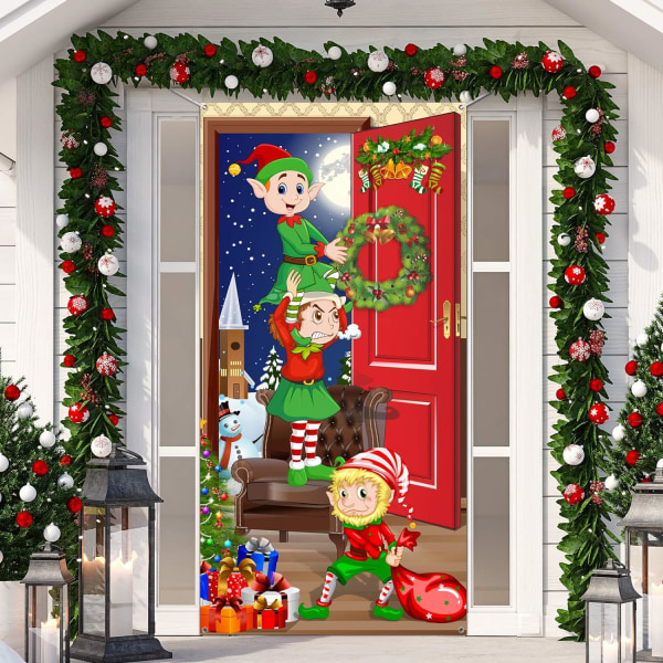 Christmas Door Cover, Funny Elves Door Backdrop Tyg Tomte Bakgrund Jul  Bakgrund Banner Xmas Door Hängande Covers, 70,9 x 35,4 tum 9aff | Fyndiq