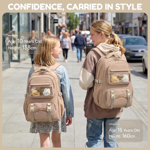 School Backpack for Girls, Middle School Backpack for Girls and Girls Basic Backpack, Casual Large Backpack, Accepts 15.6 Inch Notebook, for G Khaki
