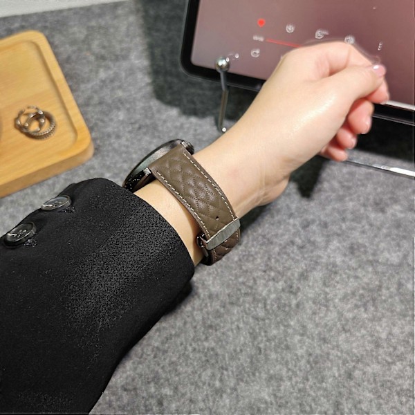 Armband i äkta läder med rombstruktur för Huawei Watch GT 5 Pro 46 mm/GT 5 46 mm 22 mm Style A