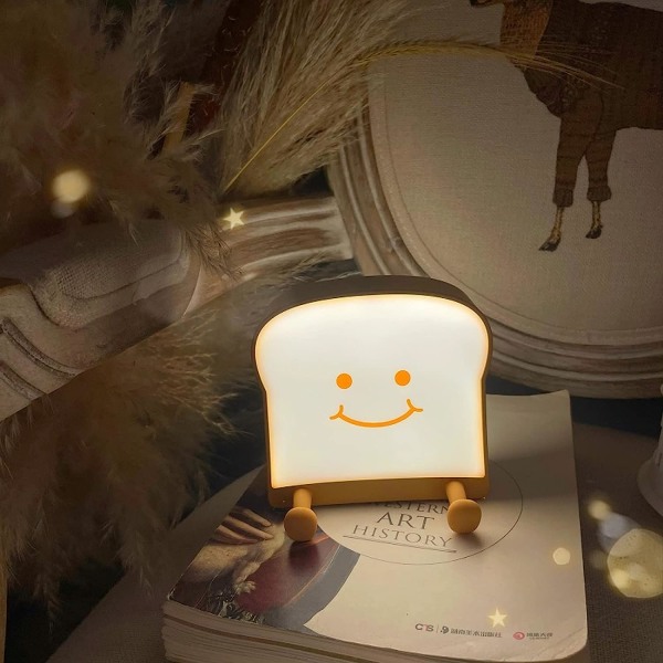 Cartoon Bread Shape Rechargeable Functional Night Lamp, Mobile Phone Holder, Brightness Adjustment, Creative Dual-use Lamp, Gift for Teen Girls,