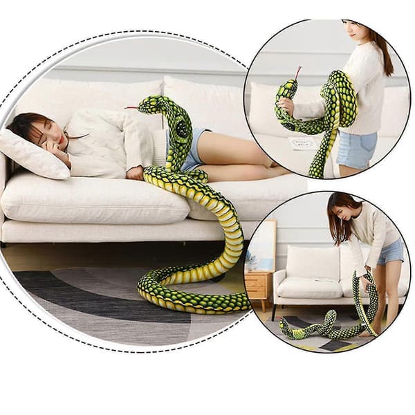 2,4 m Cobra Plyschdjur Orm Cobra Orm Plyschleksak Stor Kung Cobra Gosedjur Orm Green