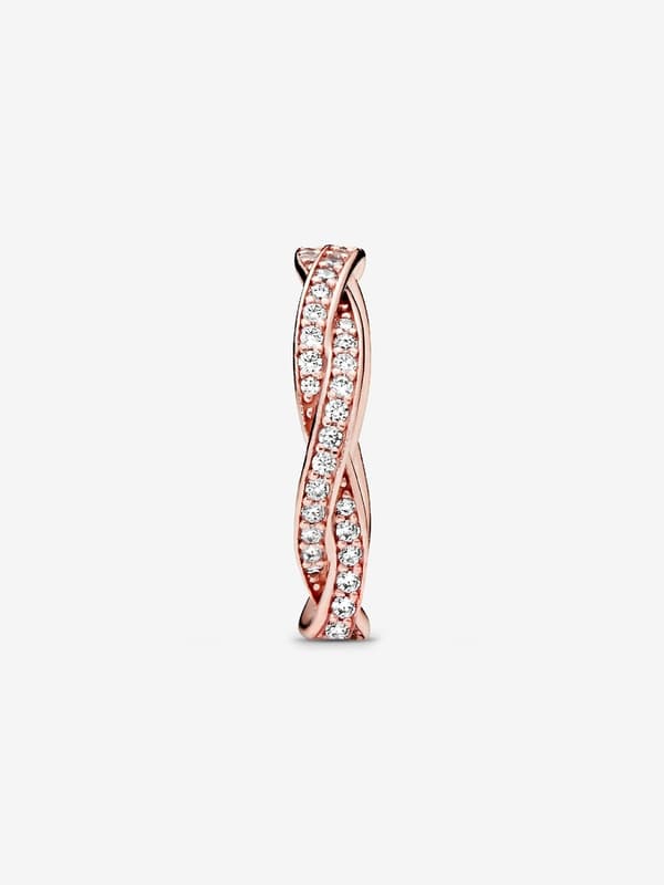 Pandora - Sparkling Twisted Lines Ring - 14k Rose Gold Plating Circumference: 58mm