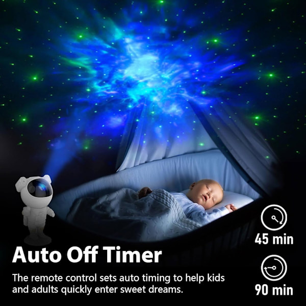 Astronautstjärnprojektor - Galaxprojektorljus, fjärrkontroll rymdman nattlampa med timer, för spelrum, present